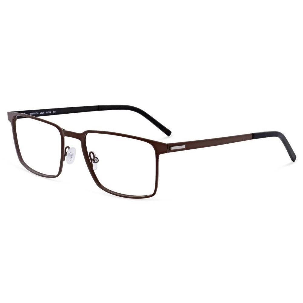 Morel Celsius 6 Lightec Metal Rim Rectangular Eyeglass Frames - Brown 55-19-150